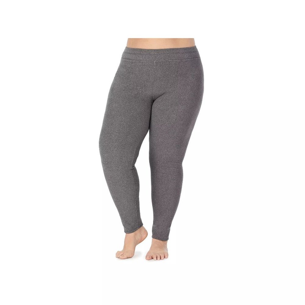 #1478 Cuddl Duds Plus Size Softwear with Stretch High-Waist Leggings - Charcoal - Picture 7 of 9